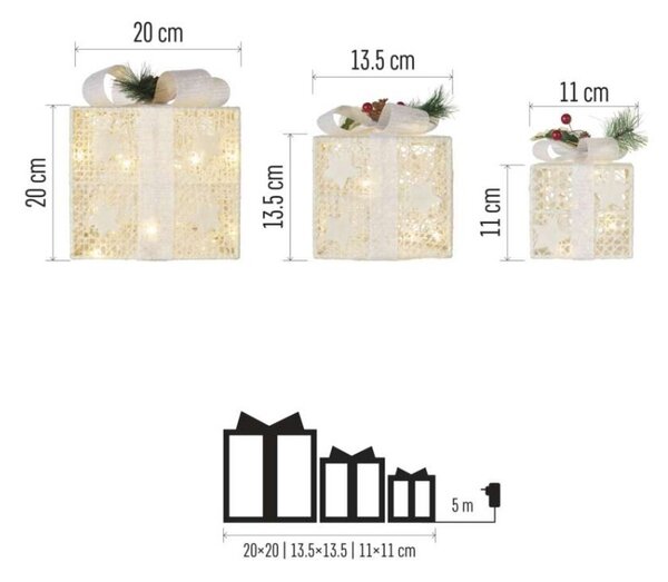 EMOS LED dárky s ozdobou Gift teplá bílá