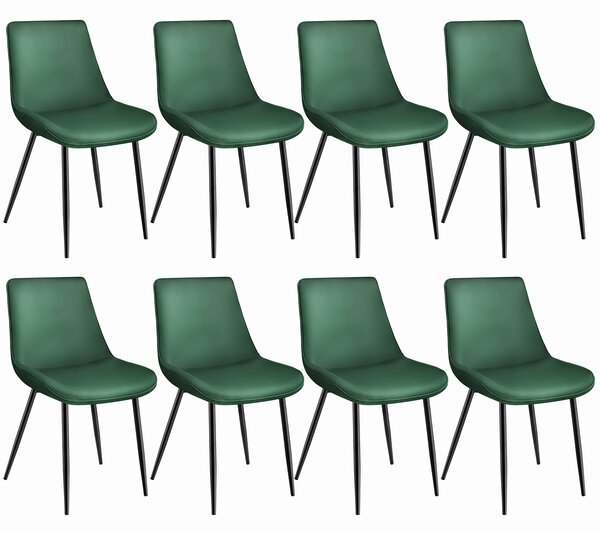 Tectake 404932 sada 8 židlí monroe v sametovém vzhledu - tmavě zelená