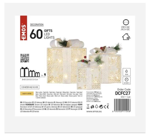 EMOS LED dárky s ozdobou Gift teplá bílá