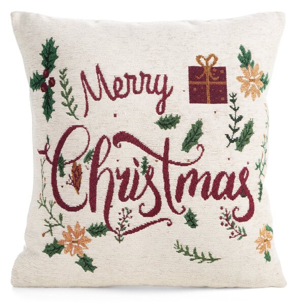 VÁNOČNÍ DEKORAČNÍ POVLAK NA POLŠTÁŘ MERRY CHRISTMAS 45X45 CM VZOROVANÝ