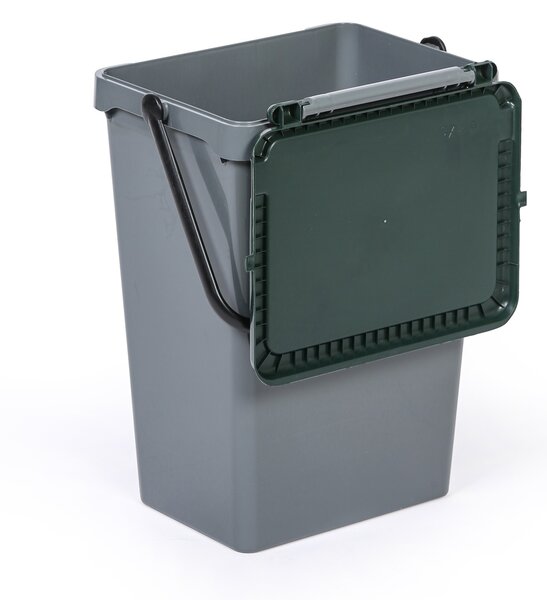 Plastový odpadkový koš pro třídění odpadu, šedá + tmavě zelená, 35 l