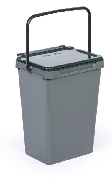 Plastový odpadkový koš pro třídění odpadu, šedá + tmavě zelená, 35 l