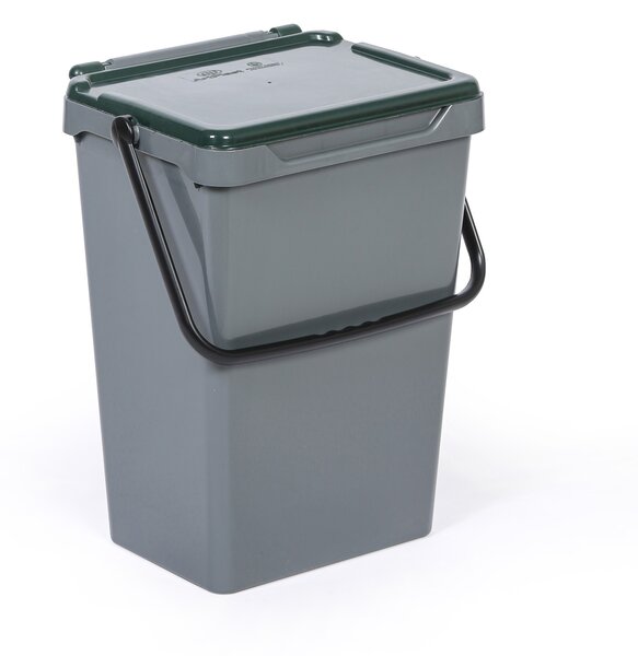 Plastový odpadkový koš pro třídění odpadu, šedá + tmavě zelená, 35 l