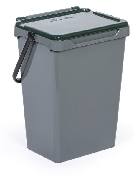 Plastový odpadkový koš pro třídění odpadu, šedá + tmavě zelená, 35 l