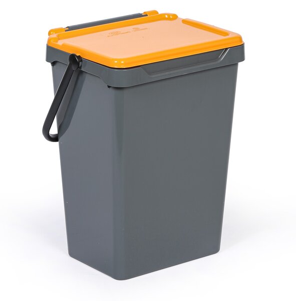 Plastový odpadkový koš pro třídění odpadu, šedá + žlutá, 35 l
