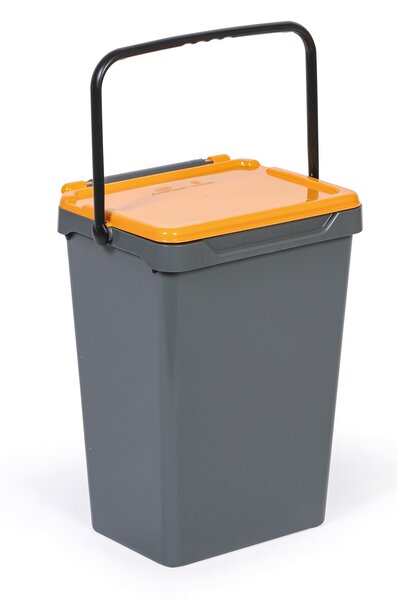 Plastový odpadkový koš pro třídění odpadu, šedá + žlutá, 35 l
