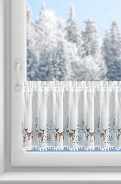 KRÁTKÁ VÁNOČNÍ ZÁCLONA NA PÁSCE XMAS18 150X40 CM VZOROVANÁ