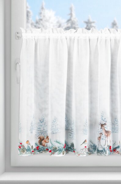 KRÁTKÁ VÁNOČNÍ ZÁCLONA NA PÁSCE XMAS19 150X70 CM VZOROVANÁ
