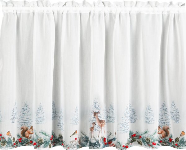 KRÁTKÁ VÁNOČNÍ ZÁCLONA NA PÁSCE XMAS19 150X70 CM VZOROVANÁ