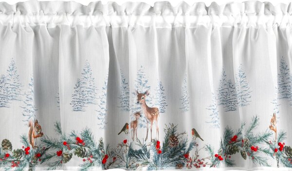 KRÁTKÁ VÁNOČNÍ ZÁCLONA NA PÁSCE XMAS19 150X40 CM VZOROVANÁ