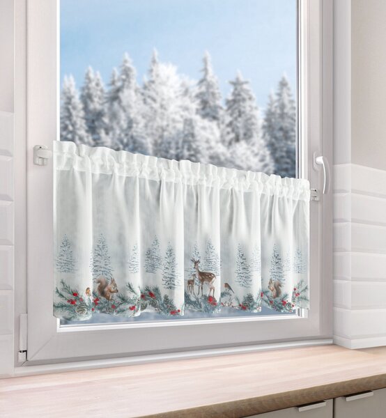 KRÁTKÁ VÁNOČNÍ ZÁCLONA NA PÁSCE XMAS19 150X40 CM VZOROVANÁ