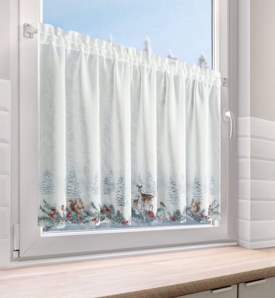 KRÁTKÁ VÁNOČNÍ ZÁCLONA NA PÁSCE XMAS19 150X70 CM VZOROVANÁ
