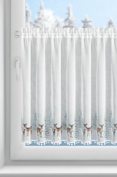 KRÁTKÁ VÁNOČNÍ ZÁCLONA NA PÁSCE XMAS18 150X70 CM VZOROVANÁ