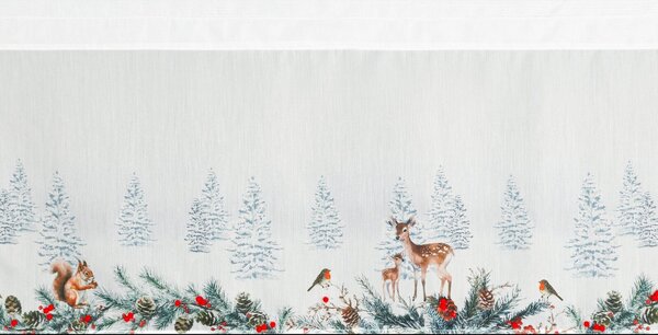 KRÁTKÁ VÁNOČNÍ ZÁCLONA NA PÁSCE XMAS19 150X40 CM VZOROVANÁ