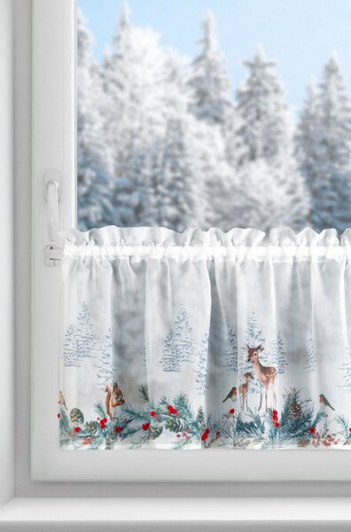 KRÁTKÁ VÁNOČNÍ ZÁCLONA NA PÁSCE XMAS19 150X40 CM VZOROVANÁ