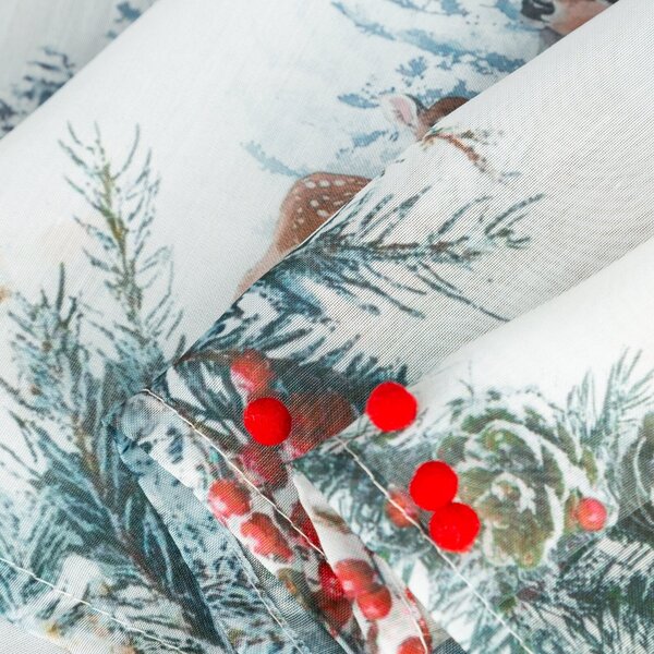 KRÁTKÁ VÁNOČNÍ ZÁCLONA NA PÁSCE XMAS19 150X40 CM VZOROVANÁ