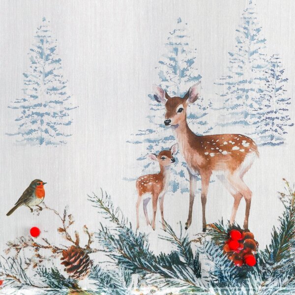 KRÁTKÁ VÁNOČNÍ ZÁCLONA NA PÁSCE XMAS19 150X40 CM VZOROVANÁ