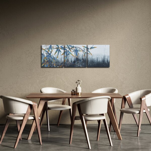 Obraz - Bambus na zdi (s hodinami) (90x30 cm)