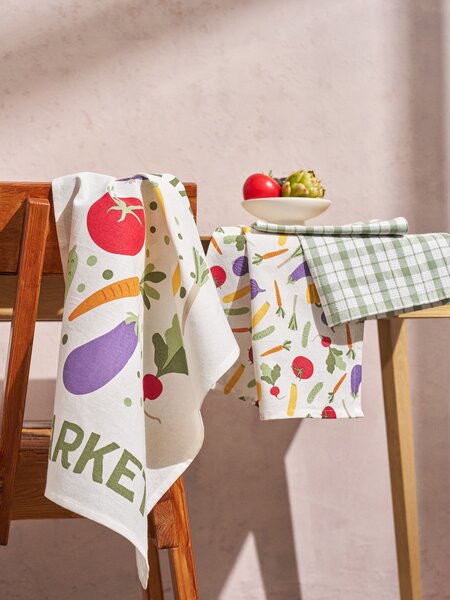 Sinsay - Bavlněné kuchyňské utěrky 3 pack - vícebarevná