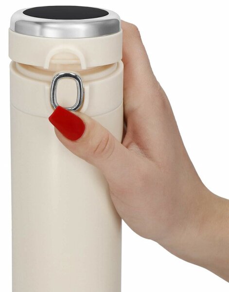 Nerezová termoska s teploměrem 420 ml SPRINGOS THERMOS krémová