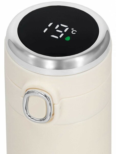 Nerezová termoska s teploměrem 420 ml SPRINGOS THERMOS krémová