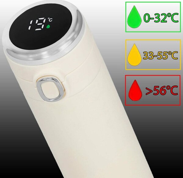 Nerezová termoska s teploměrem 420 ml SPRINGOS THERMOS krémová