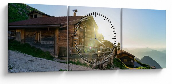 Obraz - Ráno v alpách, Tyrolsko (s hodinami) (90x30 cm)