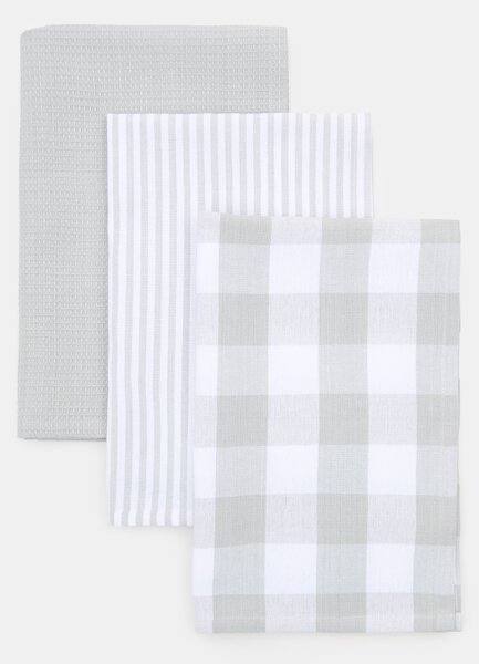 Sinsay - Bavlněné kuchyňské utěrky 3 pack - šedá