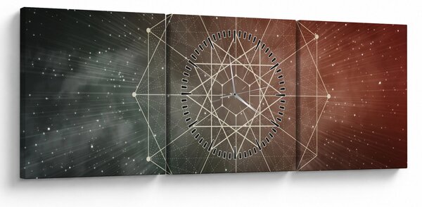 Obraz - Vesmírný dodecagram (s hodinami) (90x30 cm)