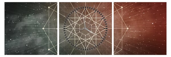 Obraz - Vesmírný dodecagram (s hodinami) (90x30 cm)