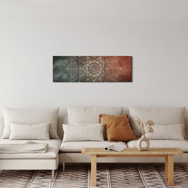Obraz - Vesmírný dodecagram (s hodinami) (90x30 cm)