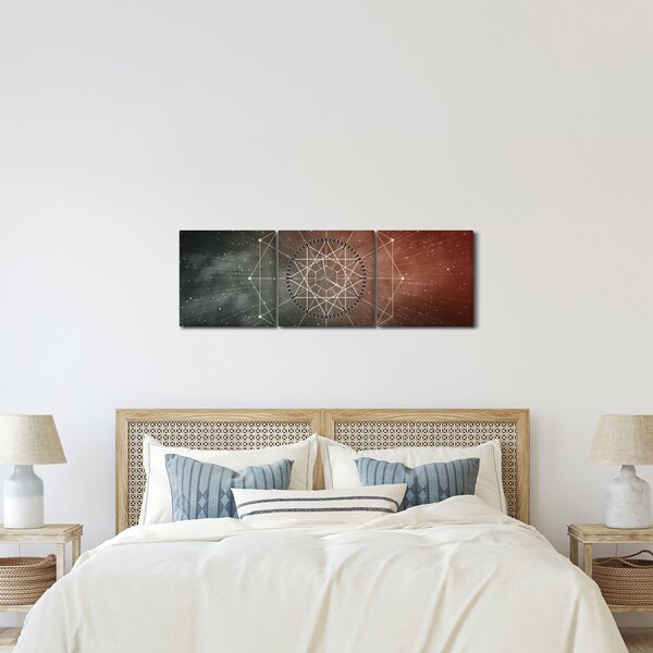 Obraz - Vesmírný dodecagram (s hodinami) (90x30 cm)