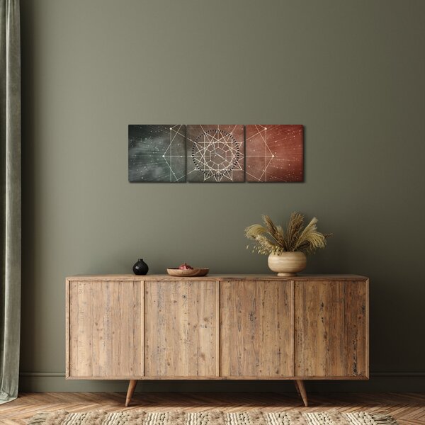 Obraz - Vesmírný dodecagram (s hodinami) (90x30 cm)