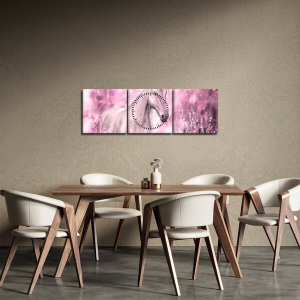 Obraz - Malovaný kůň (s hodinami) (90x30 cm)