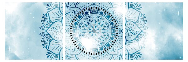 Obraz - Nebeská mandala (s hodinami) (90x30 cm)