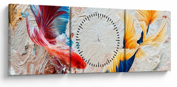 Obraz - Ryby bojovnice (s hodinami) (90x30 cm)