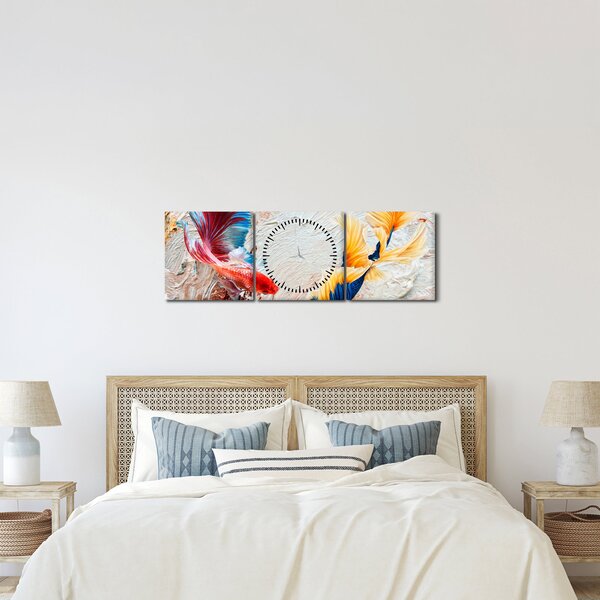 Obraz - Ryby bojovnice (s hodinami) (90x30 cm)