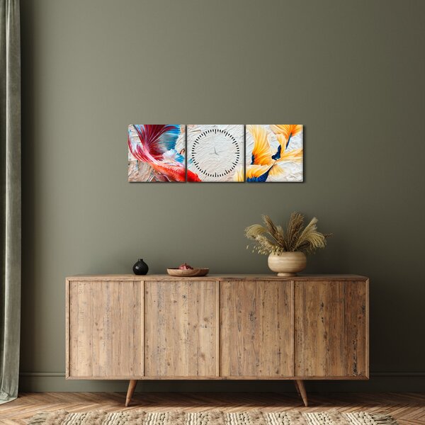 Obraz - Ryby bojovnice (s hodinami) (90x30 cm)