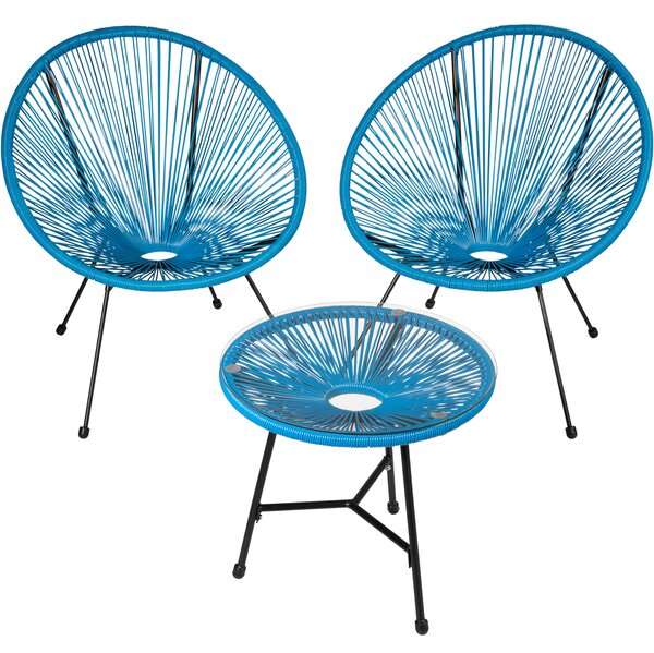 Tectake 404414 sada 2 židlí santana se stolkem - modrá