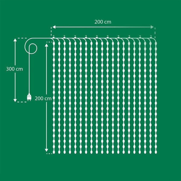 Světelný závěs 400 LED 200×200 cm vícebarevný