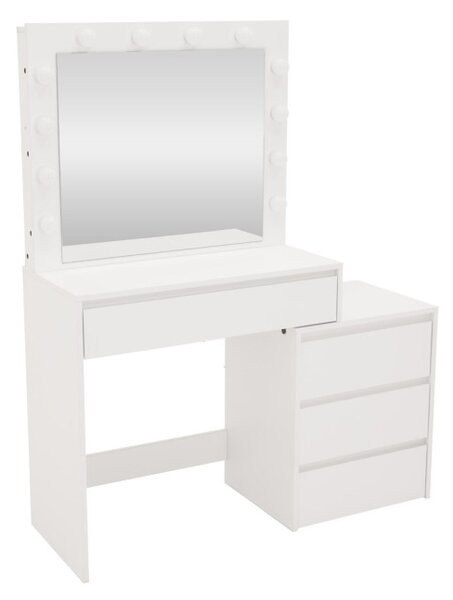 Toaletní stolek s LED zrcadlem bílý 145x35x115cm