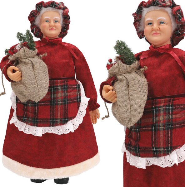 Vánoční dekorativní figurka paní Clausová 61 cm