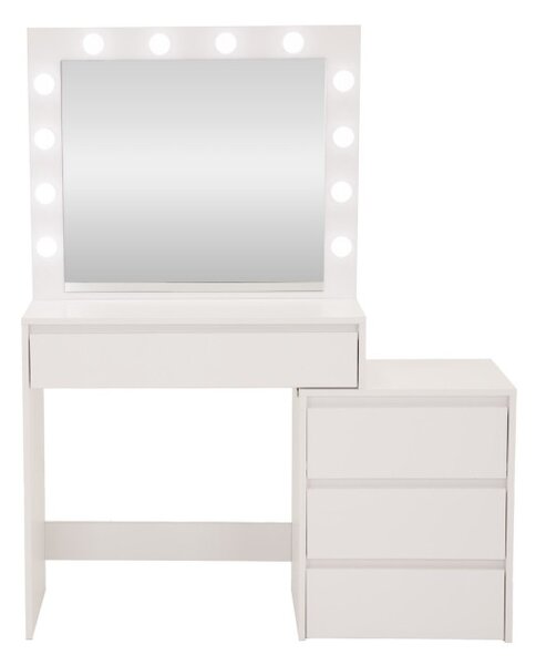 Toaletní stolek s LED zrcadlem bílý 145x35x115cm
