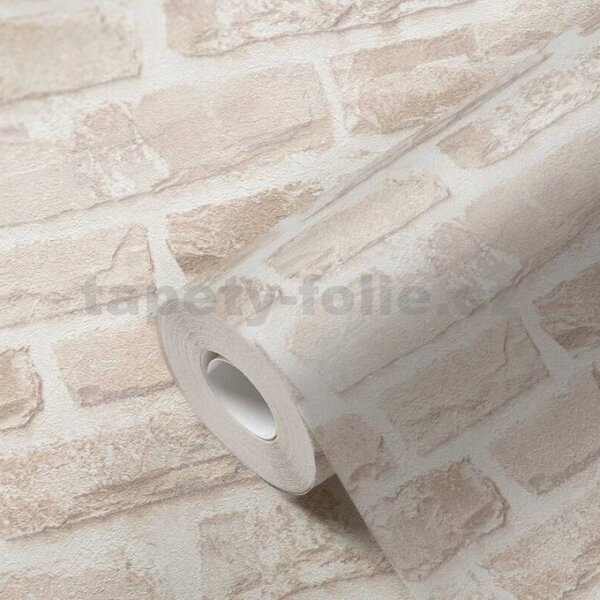 Vliesové tapety na zeď A.S. CRÉATION Natural Living 38637-3 béžové cihly rozměr 10,05 m x 0,53 m