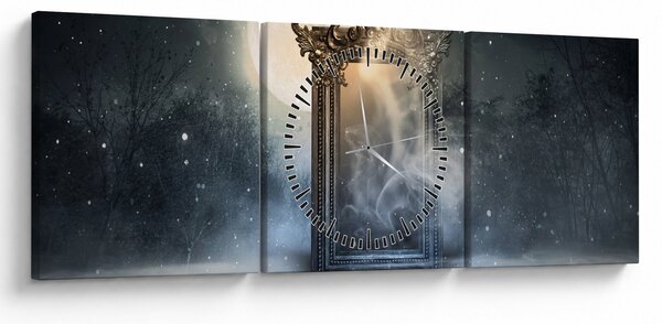 Obraz - Magické zrcadlo (s hodinami) (90x30 cm)