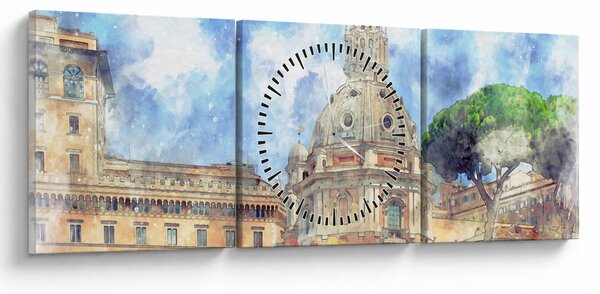 Obraz - Kostel Santa Maria di Loreto, Řím, Itálie (s hodinami) (90x30 cm)