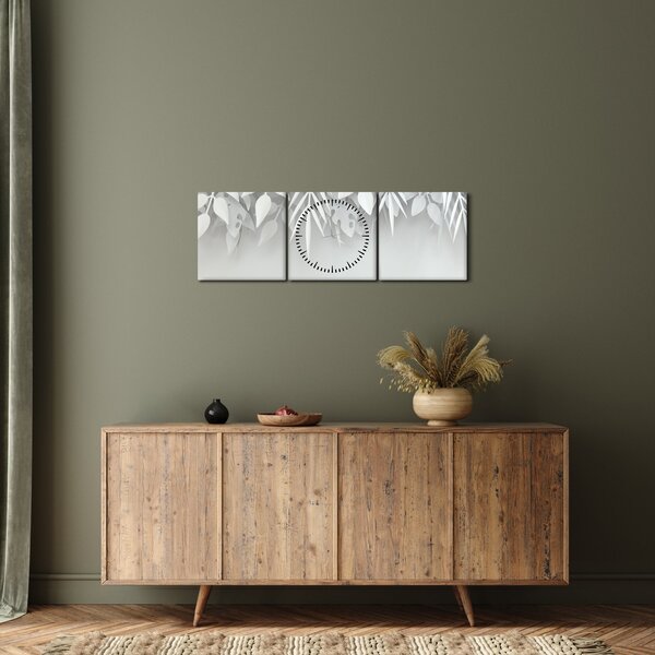 Obraz - Plastické listy (s hodinami) (90x30 cm)