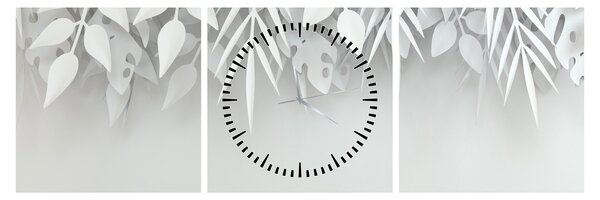 Obraz - Plastické listy (s hodinami) (90x30 cm)