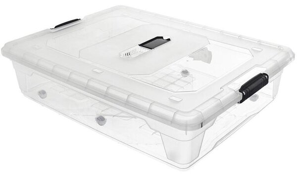 Úložný box s víkem a kolečky nízký MULTI, 55 l