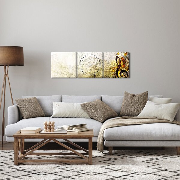 Obraz - Síla hudby (s hodinami) (90x30 cm)